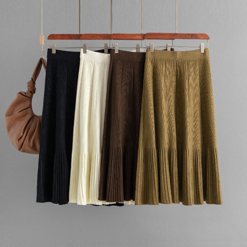 Jupe midi plissée taille haute
