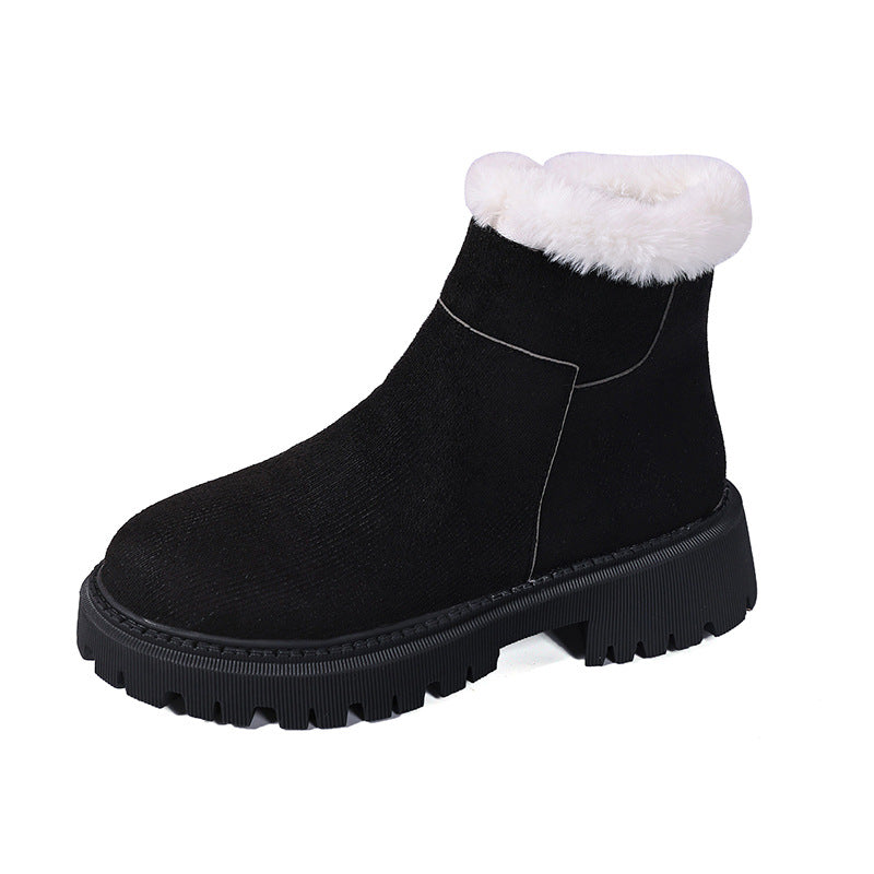 Bottines fourrées en cuir à talon épais – vue 6