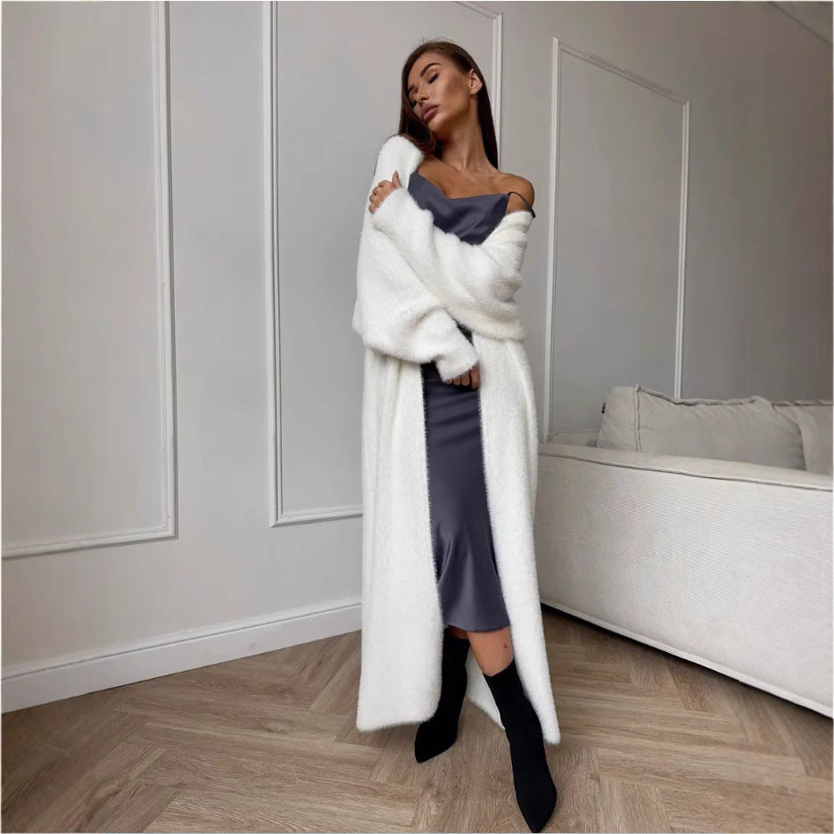Gilet long effet vison