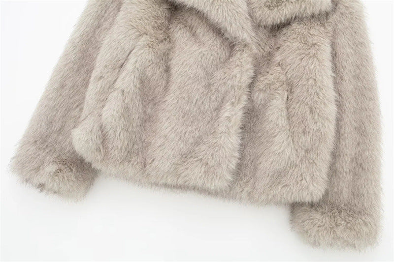 Veste courte en fausse fourrure à revers – vue 6