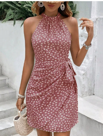 Robe dos nu fleurie à taille nouée – vue 14