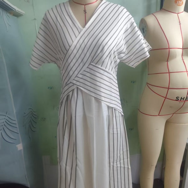 Robe midi rayée coupe ample – vue 9