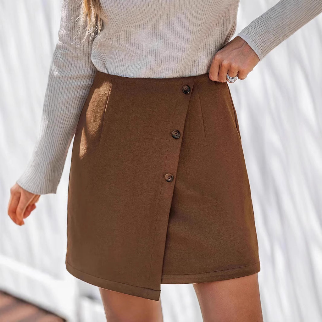 Jupe asymétrique taille haute à boutons – vue 2
