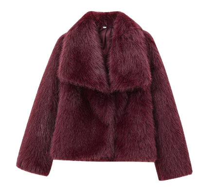 Veste courte en fausse fourrure à revers – vue 10