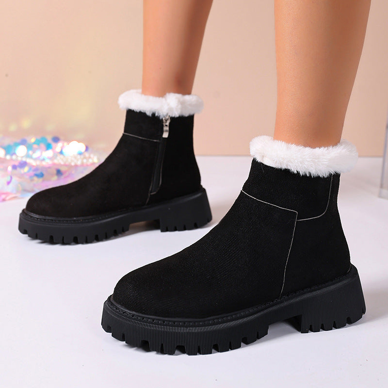 Bottines fourrées en cuir à talon épais – vue 3