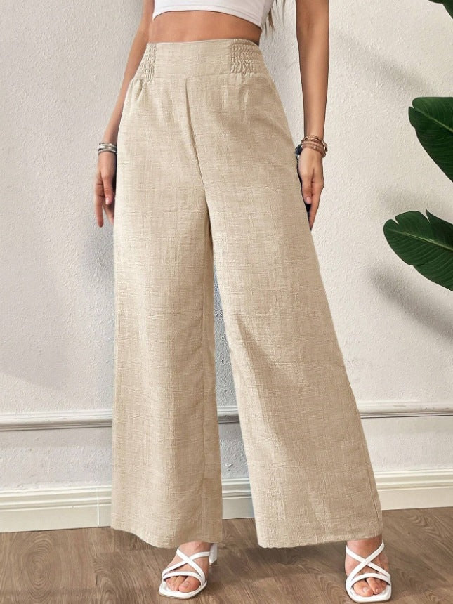 Pantalon large taille haute uni – vue 7