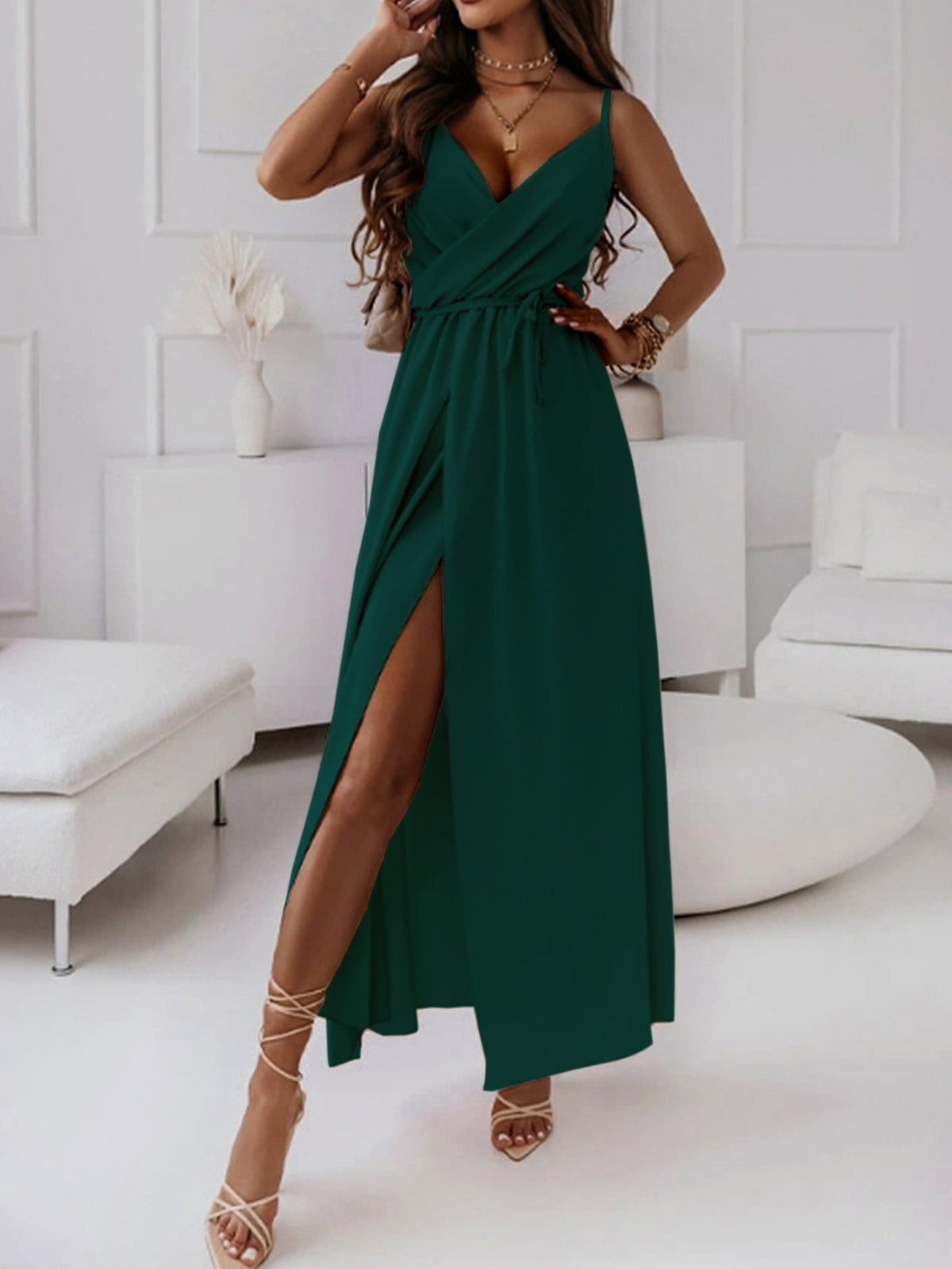Robe unie sans manches taille haute – vue 5