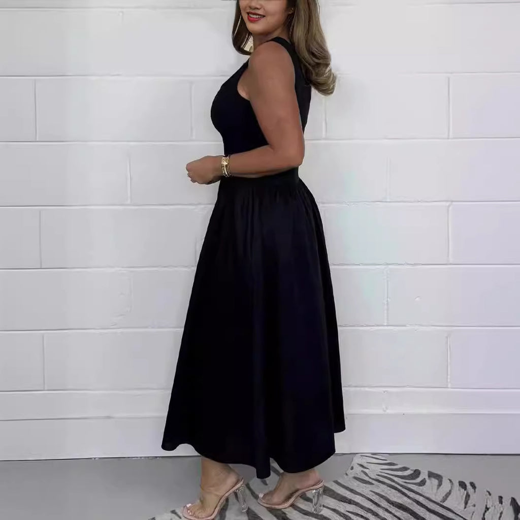 Robe cintrée unie à plis – vue 2