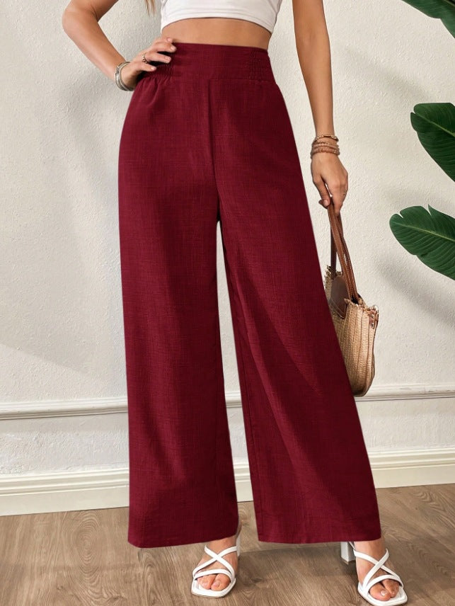Pantalon large taille haute uni – vue 10