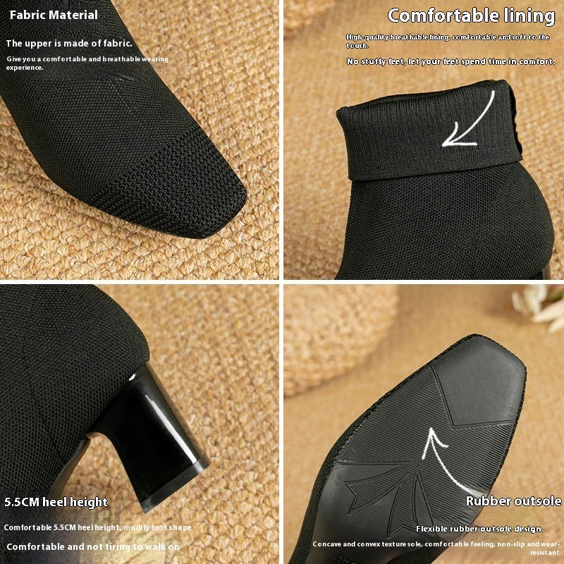 Bottes chaussettes en maille à talon carré – vue 4
