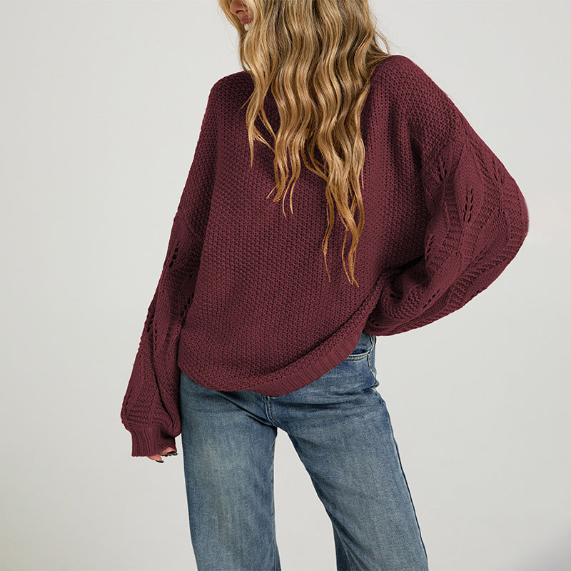 Pull ample en maille texturée bordeaux