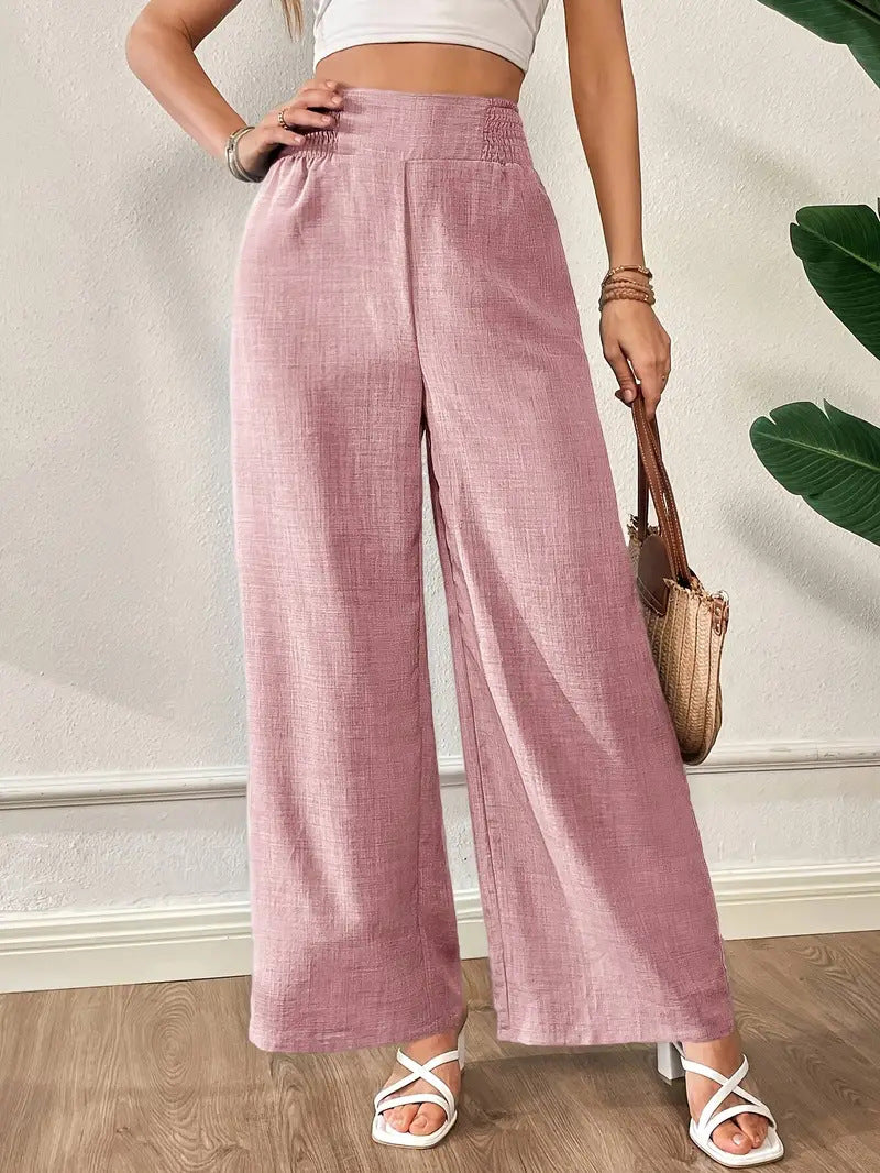 Pantalon large taille haute uni – vue 8