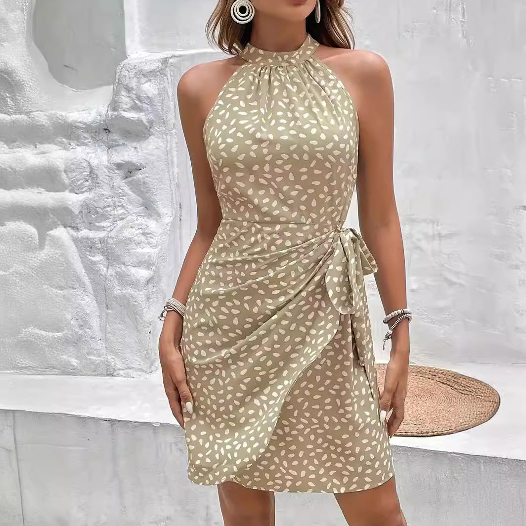 Robe dos nu fleurie à taille nouée – vue 4