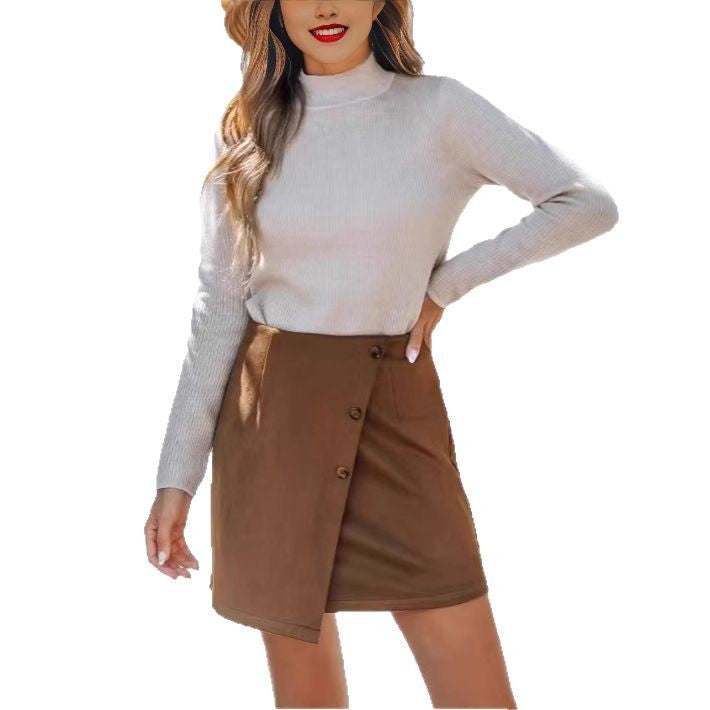 Jupe asymétrique taille haute à boutons – vue 5
