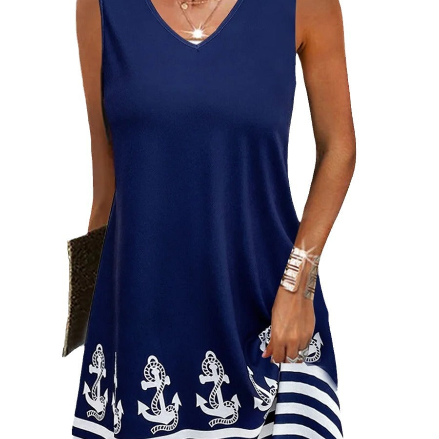 Robe imprimée col V sans manches – vue 5