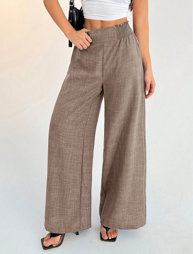 Pantalon large taille haute uni – vue 12