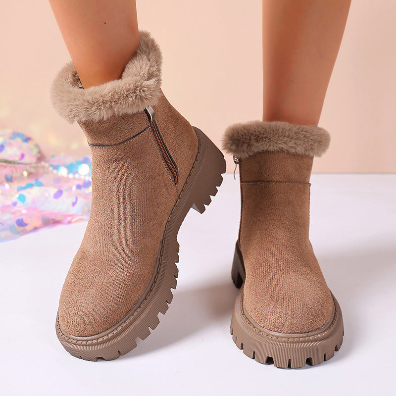 Bottines fourrées en cuir à talon épais – vue 4