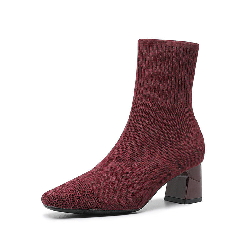 Bottes chaussettes en maille à talon carré – vue 7