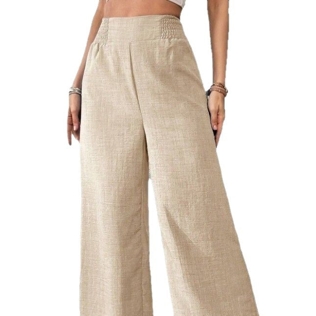 Pantalon large taille haute uni – vue 5