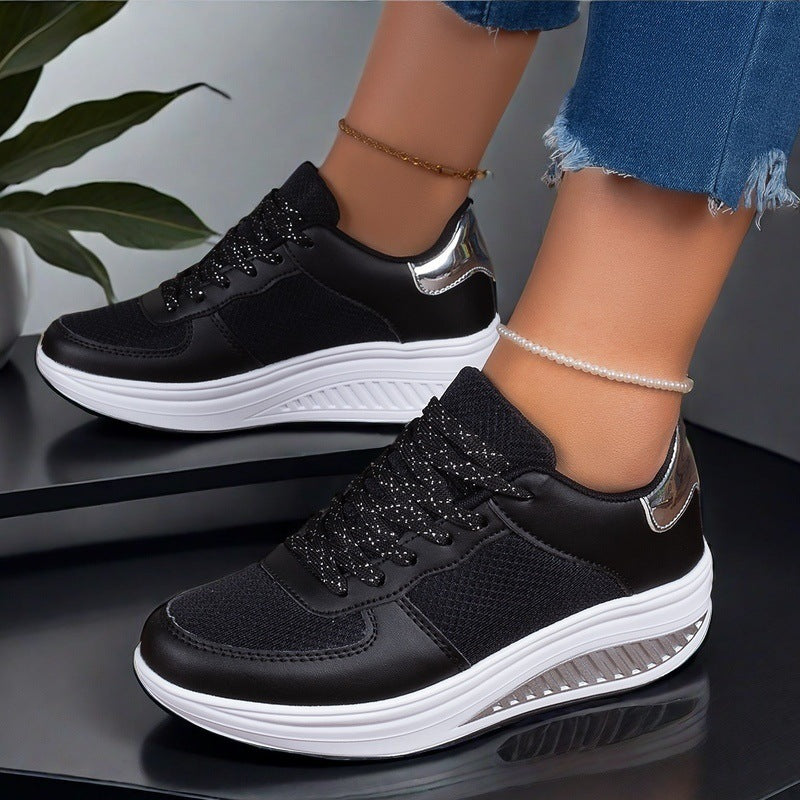 Baskets plateforme en maille tissée