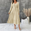 Robe texturée manches longues taille élastique – vue 6