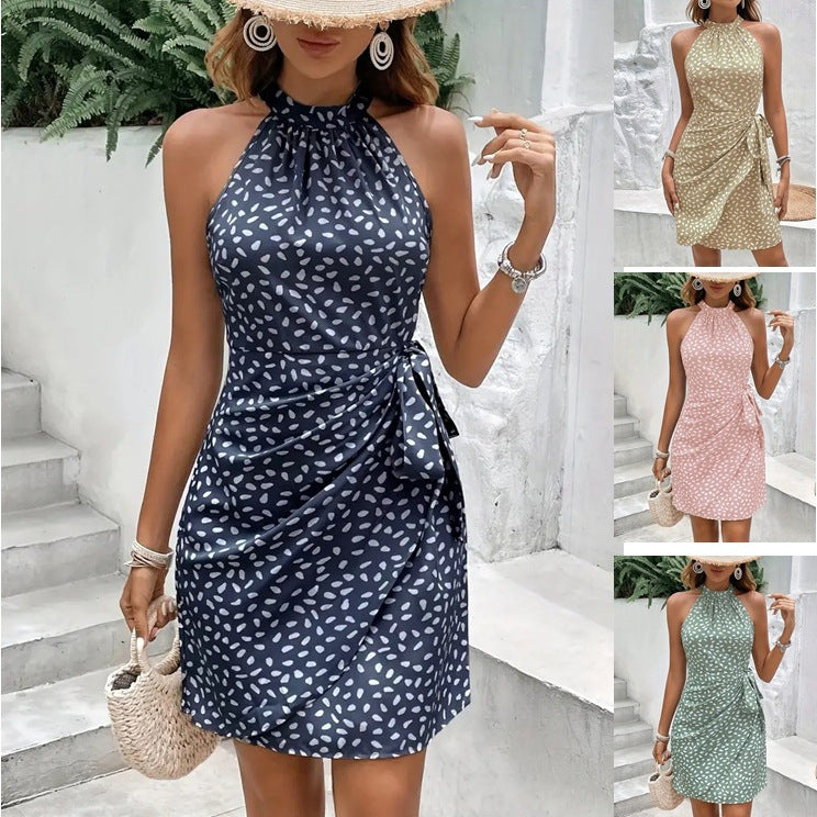 Robe dos nu fleurie à taille nouée
