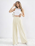 Pantalon large plissé taille haute – vue 4