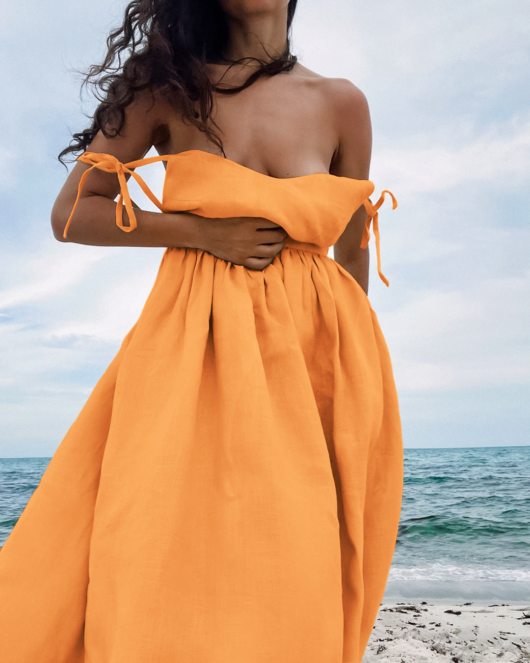 Robe longue à bretelles taille haute – vue 7