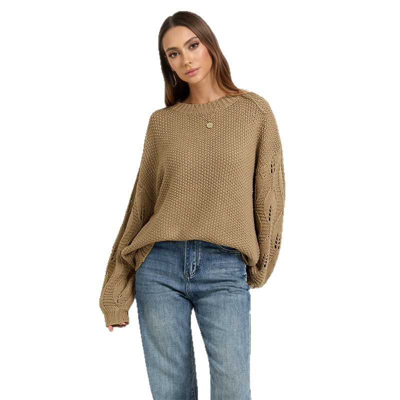 Pull ample en maille texturée kaki