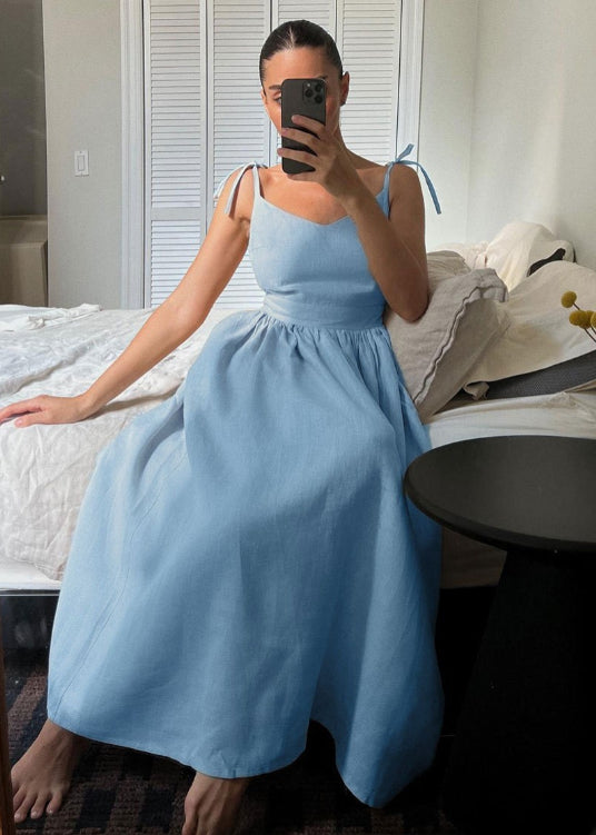 Robe longue à bretelles taille haute – vue 11
