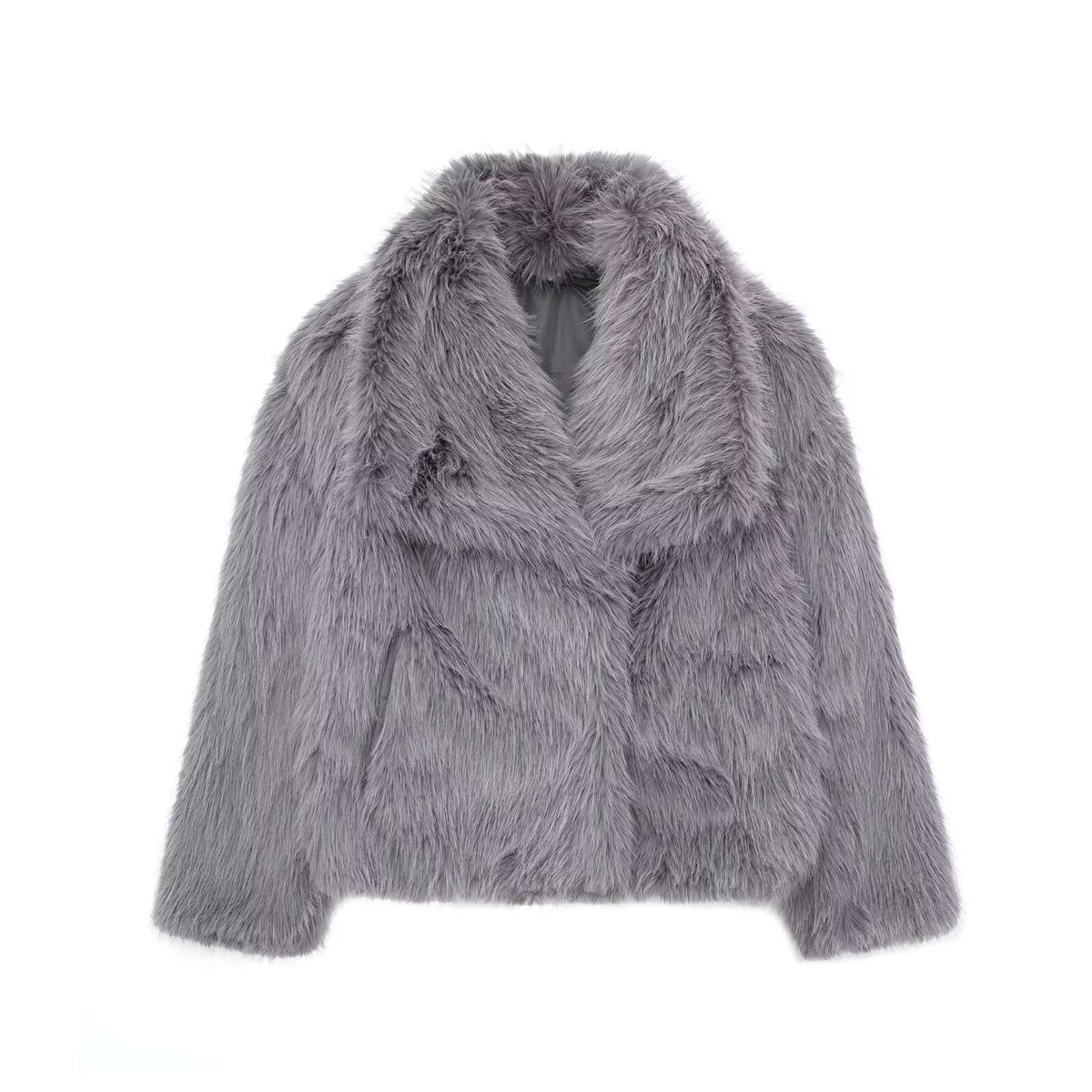 Veste courte en peluche à revers – vue 12