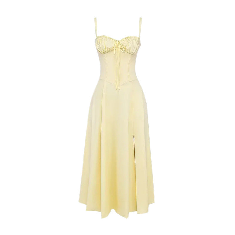 Robe midi à bretelles et laçage
