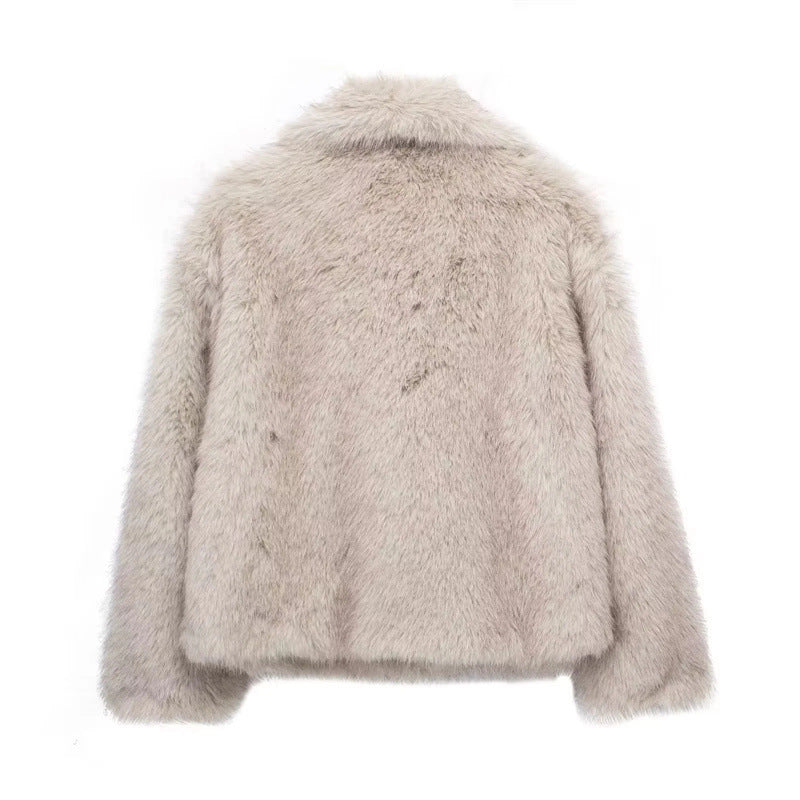 Veste courte en fausse fourrure à revers – vue 2