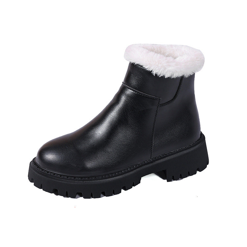 Bottines fourrées en cuir à talon épais – vue 8