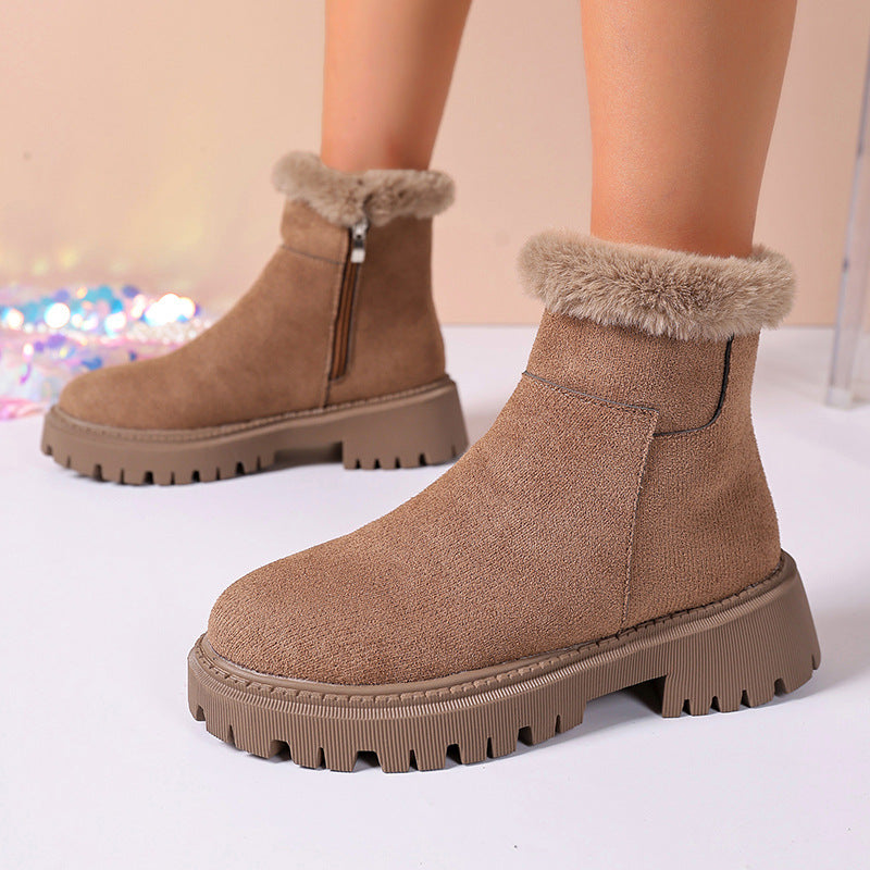 Bottines fourrées en cuir à talon épais – vue 2